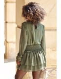 Sensual khaki dress with a stand-up collar 9156 - Online store - Boutique